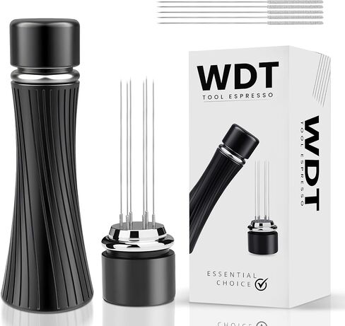 WDT Tool Espresso | Espresso Distribution Tool with 5 Extra Needles | 0.4mm Needles Espresso Stirrer | WDT with Aluminum Handle and Stand in Saudi Arabia