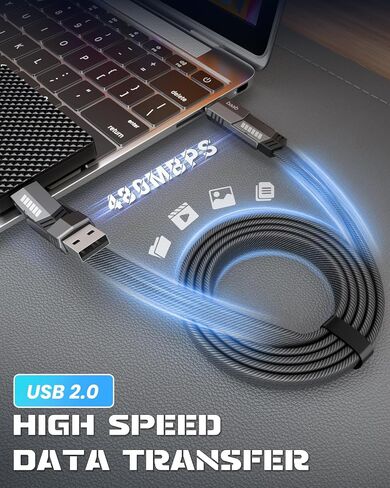 كابل USB C، [سلسلة Baab] 4 في 1 100 واط USB C إلى USB C كابل 3.3 قدم سلك شحن سريع مضفر من النايلون المسطح مع مجموعة نقل البيانات L/Type C/USB A منفذ لجهاز iPhone iPad MacBook in Saudi Arabia