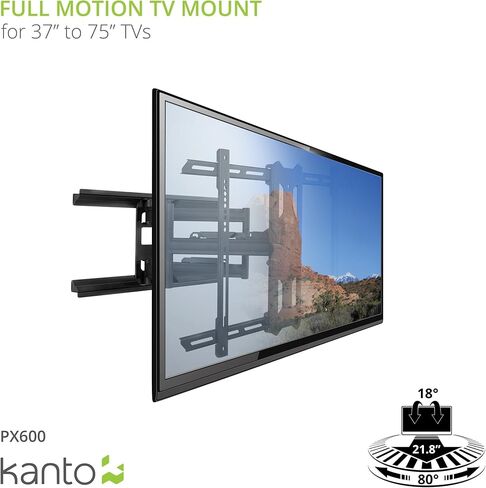 حامل تلفزيون على الحائط بحركة كاملة من Kanto PX600 لتلفزيونات 37 بوصة - 75 بوصة | أسود in Kuwait