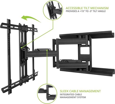 حامل تلفزيون على الحائط بحركة كاملة من Kanto PX600 لتلفزيونات 37 بوصة - 75 بوصة | أسود in Kuwait