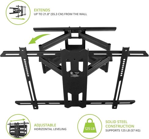حامل تلفزيون على الحائط بحركة كاملة من Kanto PX600 لتلفزيونات 37 بوصة - 75 بوصة | أسود in Kuwait