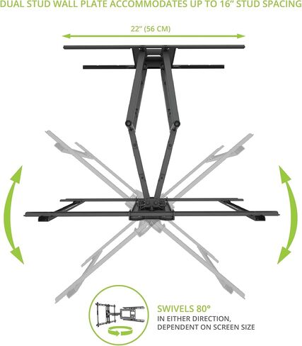 حامل تلفزيون على الحائط بحركة كاملة من Kanto PX600 لتلفزيونات 37 بوصة - 75 بوصة | أسود in Kuwait