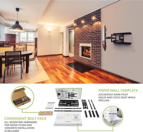 حامل تلفزيون على الحائط بحركة كاملة من Kanto PX600 لتلفزيونات 37 بوصة - 75 بوصة | أسود in Kuwait