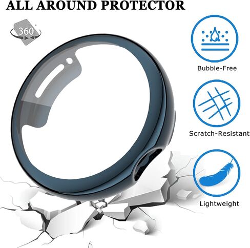 NINKI 2 Pack Cases متوافق مع Google Pixel Watch 2 2023 Case/Pixel Watch 2022 Case Screen Protector (شفاف + أسود)، حافظة واقية ناعمة ورقيقة لمصد ساعة Pixel، حامي لغطاء Pixel Watch 2 in Saudi Arabia