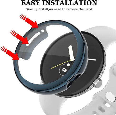 NINKI 2 Pack Cases متوافق مع Google Pixel Watch 2 2023 Case/Pixel Watch 2022 Case Screen Protector (شفاف + أسود)، حافظة واقية ناعمة ورقيقة لمصد ساعة Pixel، حامي لغطاء Pixel Watch 2 in Saudi Arabia