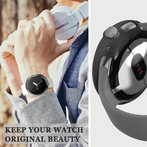 NINKI 2 Pack Cases متوافق مع Google Pixel Watch 2 2023 Case/Pixel Watch 2022 Case Screen Protector (شفاف + أسود)، حافظة واقية ناعمة ورقيقة لمصد ساعة Pixel، حامي لغطاء Pixel Watch 2 in Saudi Arabia