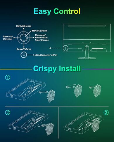 SANSUI Curved Monitor 27 inch 100Hz USB Type-C Computer Monitor with Speakers Built in丨FHD 1080p丨HDR丨110% sRGB丨1500R丨VESA Compatible,for Tablet,Desktop,Laptop and PC Work Gaming (ES-27C1) in Kuwait