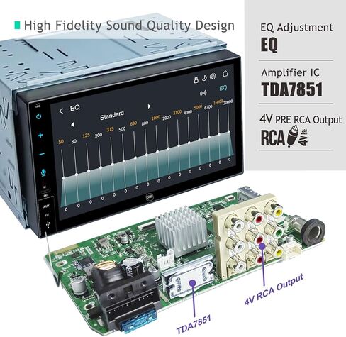 OneCarStereo Linux شاشة لمس كاملة مزدوجة DIN ستريو السيارة يدعم CarPlay Android Auto، مدمج TDA7851 مع مخرج Preamp 4V، ملاحة 7 بوصة في لوحة القيادة مع راديو FM AM RDS in Kuwait