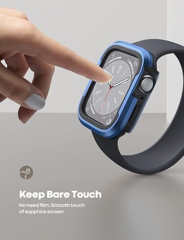 Lamicall حافظة متينة من الألومنيوم مصممة لساعة Apple Watch Series 8/SE2/7/6/SE/5/4 45 مم/44 مم، حافظة ساعة معدنية ممتصة للصدمات، غطاء درع واقٍ [بدون واقي شاشة] أزرق in Saudi Arabia