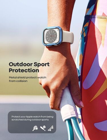 Lamicall حافظة متينة من الألومنيوم مصممة لساعة Apple Watch Series 8/SE2/7/6/SE/5/4 45 مم/44 مم، حافظة ساعة معدنية ممتصة للصدمات، غطاء درع واقٍ [بدون واقي شاشة] أزرق in Saudi Arabia