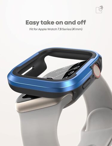 Lamicall حافظة متينة من الألومنيوم مصممة لساعة Apple Watch Series 8/SE2/7/6/SE/5/4 45 مم/44 مم، حافظة ساعة معدنية ممتصة للصدمات، غطاء درع واقٍ [بدون واقي شاشة] أزرق in Saudi Arabia