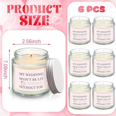 6 Pcs Bridesmaid Proposal Gifts My Wedding Won't Be Lit without You Candles Bridesmaid Gifts Natural Soy Wax Candles for Bridesmaid Friend Wedding Gifts in Saudi Arabia