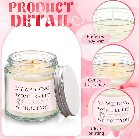 6 Pcs Bridesmaid Proposal Gifts My Wedding Won't Be Lit without You Candles Bridesmaid Gifts Natural Soy Wax Candles for Bridesmaid Friend Wedding Gifts in Saudi Arabia