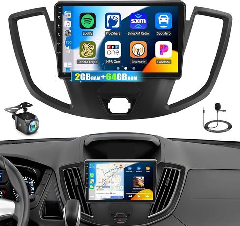 [2+64G] ستيريو سيارة Android 13 لسيارة Ford Transit 2013-2019 مع Carplay اللاسلكي وAndroid Auto، راديو سيارة بشاشة تعمل باللمس 9 بوصة مع وصلة مرآة بلوتوث FM/RDS راديو WiFi GPS SWC + كاميرا احتياطية in Saudi Arabia