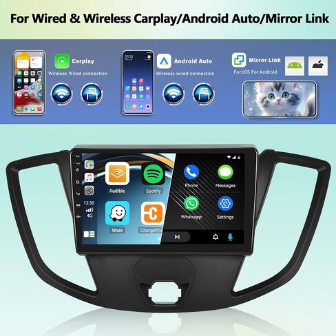 [2+64G] ستيريو سيارة Android 13 لسيارة Ford Transit 2013-2019 مع Carplay اللاسلكي وAndroid Auto، راديو سيارة بشاشة تعمل باللمس 9 بوصة مع وصلة مرآة بلوتوث FM/RDS راديو WiFi GPS SWC + كاميرا احتياطية in Saudi Arabia