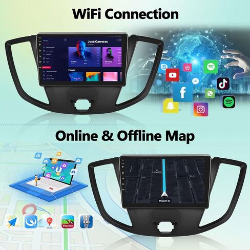 [2+64G] ستيريو سيارة Android 13 لسيارة Ford Transit 2013-2019 مع Carplay اللاسلكي وAndroid Auto، راديو سيارة بشاشة تعمل باللمس 9 بوصة مع وصلة مرآة بلوتوث FM/RDS راديو WiFi GPS SWC + كاميرا احتياطية in Saudi Arabia