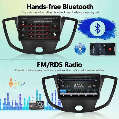 [2+64G] ستيريو سيارة Android 13 لسيارة Ford Transit 2013-2019 مع Carplay اللاسلكي وAndroid Auto، راديو سيارة بشاشة تعمل باللمس 9 بوصة مع وصلة مرآة بلوتوث FM/RDS راديو WiFi GPS SWC + كاميرا احتياطية in Saudi Arabia