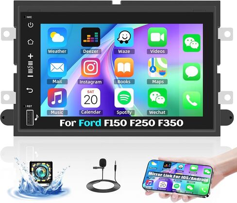 [1+32G] ستيريو سيارة Android 13 لسيارة Ford F150 F250 F350، وحدة رأس أندرويد بشاشة لمس 7 بوصة مع وصلة مرآة لنظام iOS/Android GPS WiFi Bluetooth FM/RDS SWC Dual USB/AUX-in+كاميرا احتياطية in Saudi Arabia