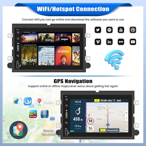 [1+32G] ستيريو سيارة Android 13 لسيارة Ford F150 F250 F350، وحدة رأس أندرويد بشاشة لمس 7 بوصة مع وصلة مرآة لنظام iOS/Android GPS WiFi Bluetooth FM/RDS SWC Dual USB/AUX-in+كاميرا احتياطية in Saudi Arabia