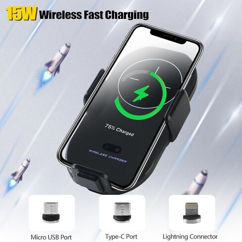 حامل هاتف لملحقات Tesla Cybertruck حامل هاتف متوافق مع Tesla Cybertruck 2024 حامل شاحن سيارة لاسلكي بقدرة 15 وات مع منفذ USB صغير ومنفذ USB من النوع C وموصل Lightning، مشبك in Kuwait