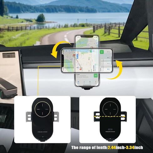 حامل هاتف لملحقات Tesla Cybertruck حامل هاتف متوافق مع Tesla Cybertruck 2024 حامل شاحن سيارة لاسلكي بقدرة 15 وات مع منفذ USB صغير ومنفذ USB من النوع C وموصل Lightning، مشبك in Kuwait