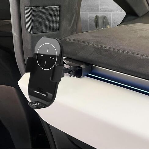 حامل هاتف لملحقات Tesla Cybertruck حامل هاتف متوافق مع Tesla Cybertruck 2024 حامل شاحن سيارة لاسلكي بقدرة 15 وات مع منفذ USB صغير ومنفذ USB من النوع C وموصل Lightning، مشبك in Kuwait