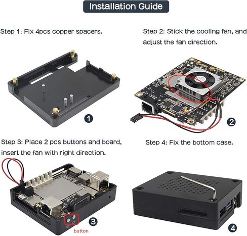 حافظة Geekworm من سبائك الألومنيوم باستخدام الحاسب الآلي لـ LattePanda V1.0 / Geekworm مرفقة مع مجموعة مروحة تبريد فائقة كتم الصوت للوحة الأم Latte Panda in Kuwait