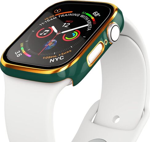 [عبوة من قطعتين] حافظة صلبة من البولي كربونات مع واقي شاشة من الزجاج المقوى متوافق مع حافظة ساعة أبل 41 ملم السلسلة 7، غطاء حماية شامل مقاوم للخدش للنساء والرجال والأطفال وإكسسوارات iWatch باللون الأخضر in Kuwait