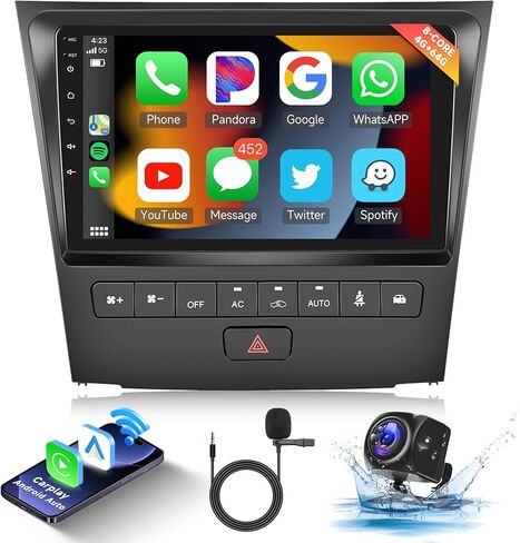 ستيريو سيارة 8 Core 4G+64G لسيارة Lexus GS300/350/450/460 2004-2011 مع Carplay & Android Auto، راديو سيارة Android Hodozzy 9 بوصة مع كاميرا احتياطية، بلوتوث، وصلة مرآة، 36EQ DSP، Lexus FM/AM/RDS in Saudi Arabia