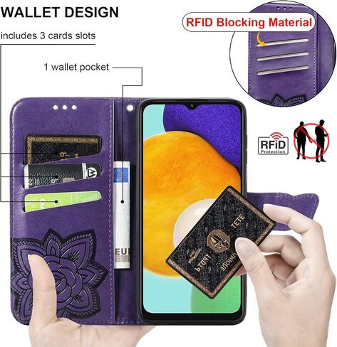 Wallet Case for Samsung Galaxy A13 5G Case Wallet 【RFID Blocking】, Flip Phone Case Compatible with Samsung A13 5G Wallet Case, for Galaxy A13 5G Wallet Case Phone Case with Wrist Strap Kickstand in Saudi Arabia