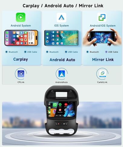 8 CORE 2G+64G راديو السيارة ستيريو لفورد رينجر 2011-2015 مع CarPlay/Android Auto، 9 بوصة 1280 * 720P IPS شاشة تعمل باللمس وحدة الرأس Android 13 GPS WiFi Bluetooth 32-Band DSP Camera in Saudi Arabia