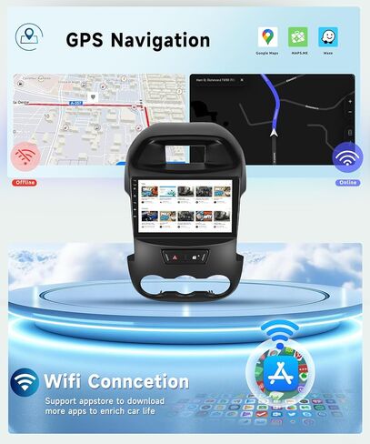 8 CORE 2G+64G راديو السيارة ستيريو لفورد رينجر 2011-2015 مع CarPlay/Android Auto، 9 بوصة 1280 * 720P IPS شاشة تعمل باللمس وحدة الرأس Android 13 GPS WiFi Bluetooth 32-Band DSP Camera in Saudi Arabia