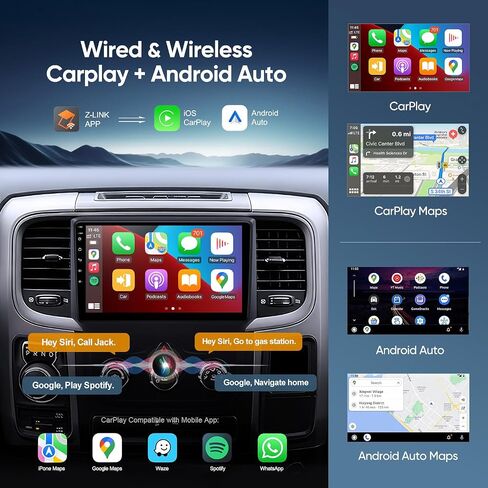 9 inch Car Stereo Radio for Dodge Ram 1500 2013-2018, Android 13 Touch Screen with Wireless CarPlay, Android Auto, 1080P Backup Camera,GPS Navigation,SWC,FM,DSP,Bluetooth ((Manual AC) 4G+64G) in Saudi Arabia