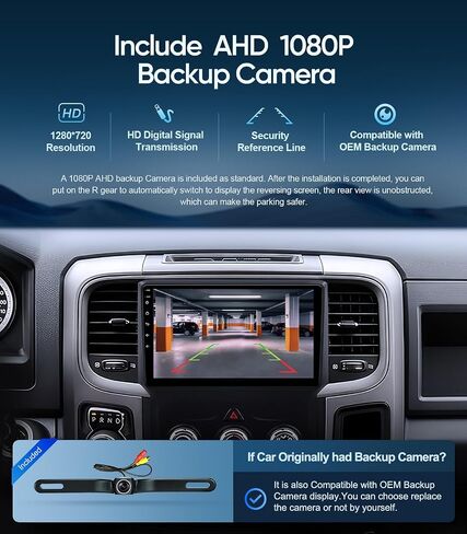 9 inch Car Stereo Radio for Dodge Ram 1500 2013-2018, Android 13 Touch Screen with Wireless CarPlay, Android Auto, 1080P Backup Camera,GPS Navigation,SWC,FM,DSP,Bluetooth ((Manual AC) 4G+64G) in Saudi Arabia