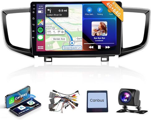 8 Core 4G+64G Android Car Stereo لهوندا بايلوت 2016-2019 مع CarPlay Android Auto MirrorLink، شاشة لمس 10.1 بوصة IPS وراديو بلوتوث مع GPS WiFi DPS Audio 36-Band EQ كاميرا احتياطية in Saudi Arabia