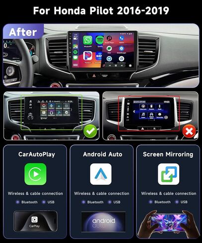 8 Core 4G+64G Android Car Stereo لهوندا بايلوت 2016-2019 مع CarPlay Android Auto MirrorLink، شاشة لمس 10.1 بوصة IPS وراديو بلوتوث مع GPS WiFi DPS Audio 36-Band EQ كاميرا احتياطية in Saudi Arabia