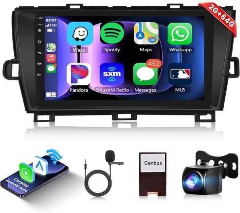 2G+64G Android Car Stereo for Toyota Prius 2010-2015,Wireless Carplay Android Auto Car Radio, 9 inch Touch Screen Head Unit Hi-Fi Bluetooth GPS Navigation WiFi FM SWC AHD Backup Camera Mic in Saudi Arabia