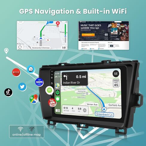 2G+64G Android Car Stereo for Toyota Prius 2010-2015,Wireless Carplay Android Auto Car Radio, 9 inch Touch Screen Head Unit Hi-Fi Bluetooth GPS Navigation WiFi FM SWC AHD Backup Camera Mic in Saudi Arabia