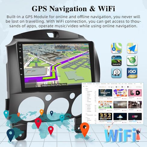 [2+64G] Android 13 Car Radio for Mazda 2 2007-2014 - Wireless Carplay and Android Auto - 9 Inch Touchscreen Car Stereo with Hi-Fi/WiFi/GPS Navigation/SWC + AHD Backup Camera in Saudi Arabia