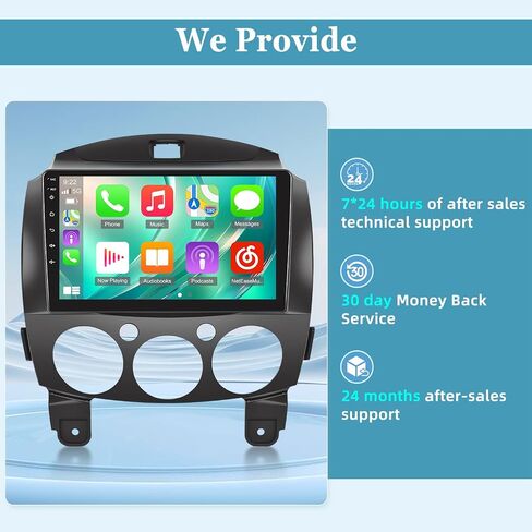 [2+64G] Android 13 Car Radio for Mazda 2 2007-2014 - Wireless Carplay and Android Auto - 9 Inch Touchscreen Car Stereo with Hi-Fi/WiFi/GPS Navigation/SWC + AHD Backup Camera in Saudi Arabia