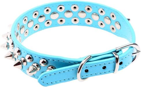 Dogs Kingdom 10"-24" Length Soft Leather Mushrooms Rivet and Spikes Studded Adjustable Buckle Pet Puppy Dog Collar for Small Medium Large Dogs Breeds Pink XL in Saudi Arabia