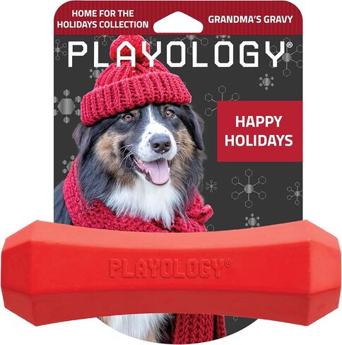 Playology Squeaky Chew Stick Dog Toy for Medium Dogs up to 50 lbs | Engaging All-Natural Mom's Turkey Scented Dog Chew Toy for Tough Chewers | Easy to Clean & Non-Toxic Materials in Saudi Arabia