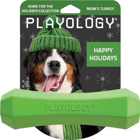 Playology Squeaky Chew Stick Dog Toy for Medium Dogs up to 50 lbs | Engaging All-Natural Mom's Turkey Scented Dog Chew Toy for Tough Chewers | Easy to Clean & Non-Toxic Materials in Saudi Arabia
