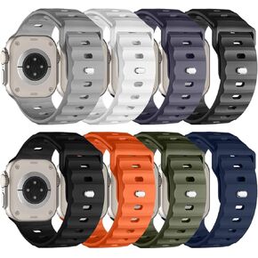 Elaikement Sport Band Compatible with Apple Watch Ultra/Ultra 2 Band 49mm 46mm 45mm 44mm 42mm for Men, Wide Soft Silicone Waterproof Wristband Strap for iWatch Bands 10/9/8/7/6/5/4/3/2/1/SE, 8pack
