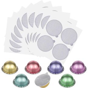 100Pcs Aluminum Foil Seal Lids for Refill Espresso Coffee Capsule Compatible with Nespresso Vertuo Reusable Pods, 61MM Coffee Pods Covers Compatible with Nespresso Vertuoline Refillable Capsule