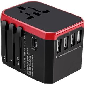 International Universal Travel Adapter, All-in-One Global AC Charger Socket. The 5.6A 4 USB and Type c Multi-Function Conversion Plug is Suitable for Many Countries Around The World. (Grey)
