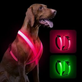 Light Up Dog Harness, Rechargeable LED Dog Harness, Reflective Dog Harness, Adjustable Soft Lighted Dog Harness for Night Walking, Glowing Dog Vest for Small Medium Large Dog