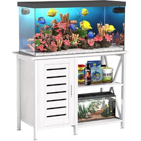 Herture 40-50 Gallon Fish Tank Stand, Aquarium Stand with Cabinet Accessories Storage, Heavy Duty Metal Frame, 40.55" L*18.89" W Tabletop, 850LBS Capacity, Black PG02YGB