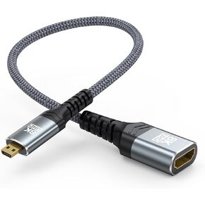 8K Micro HDMI to HDMI Adapter, HDMI to Micro HDMI 8K@60Hz 4K@120Hz Micro HDMI Male to HDMI 2.1 Female Adapter High Speed 48Gbps, 3D, HDR10, Dolby for Camera, Raspberry Pi 5/Pi 4, Sony, Nikon