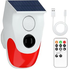 Yasorn RF Solar Infrared Alarm, Motion Sensor Alarm with Remote Control, 120DB High Decibel Alarm, Infrared Sensing Range 6 Metres/110°, IP67 Waterproof, Ultra Security Security Alarm System.